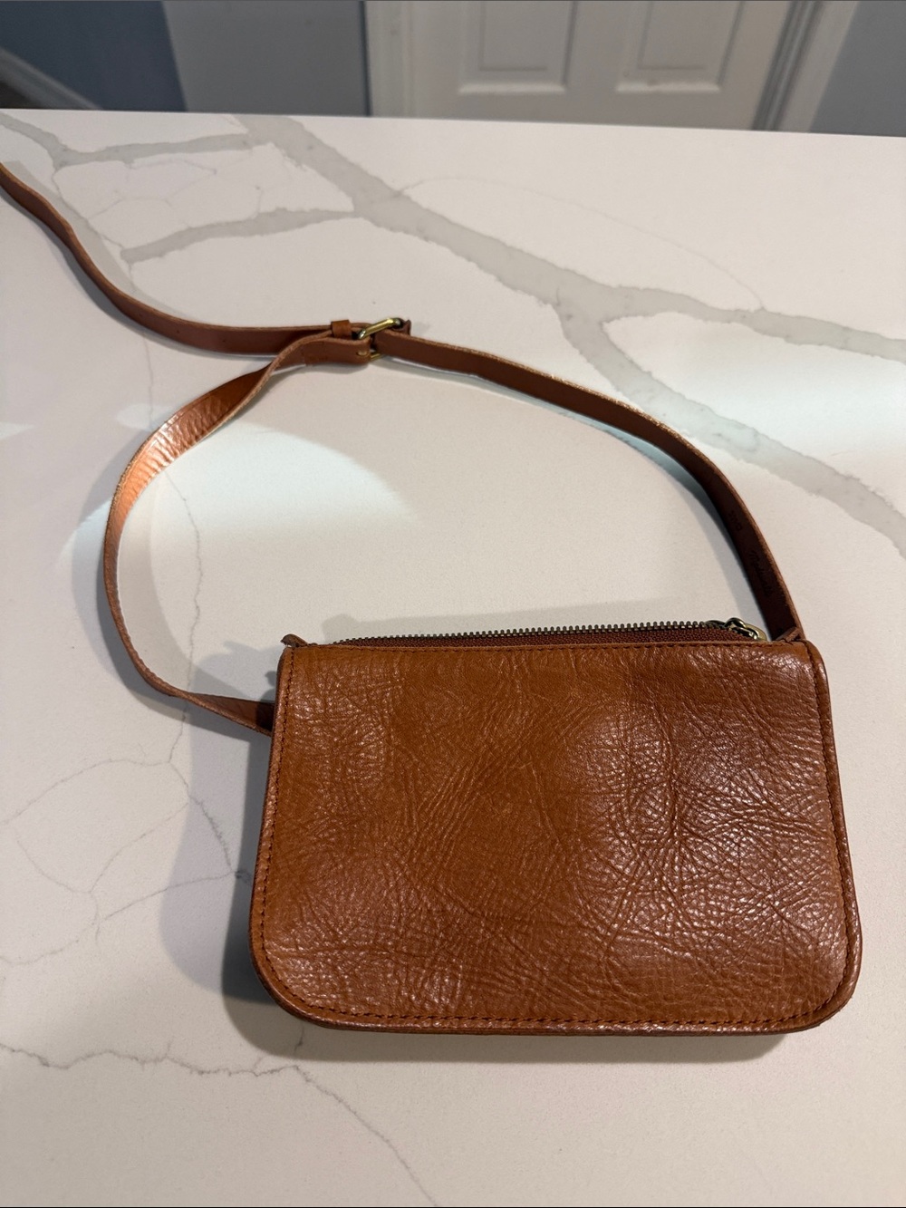 Madewell Simple Tan English Saddle Leather Zip